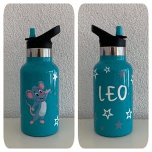 Carl Oscar TEMPflask blau 350ml mit Maus und Name und Leo und Sterne