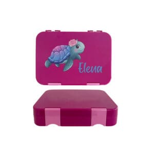 Nilana Lunchbox maxima Pink mit Schildkröte und Name