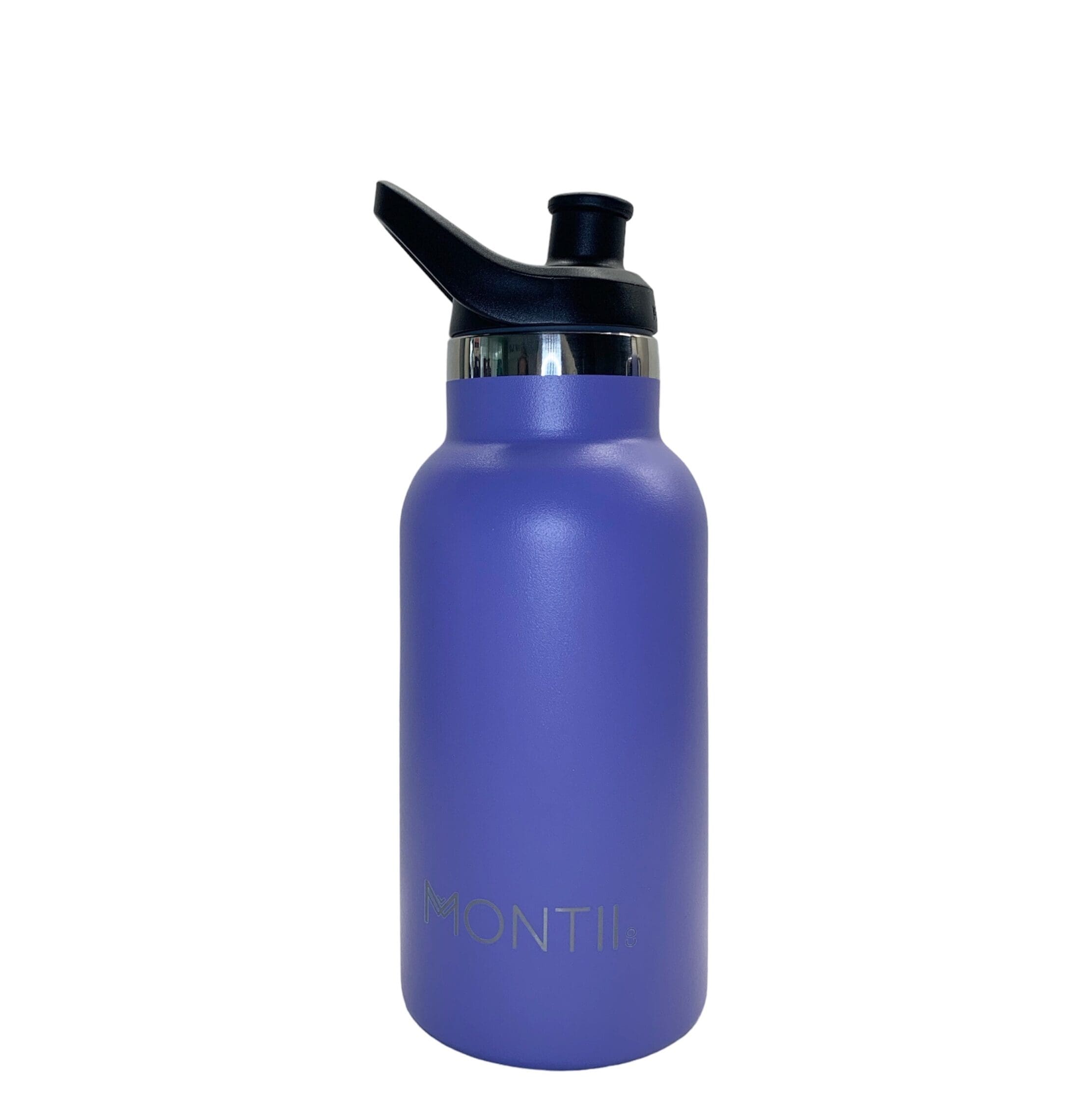Violette MontiiCo Mini Edelstahl Thermoflasche 350ml mit schwarzem Sipper-Trinkverschluss, doppelwandig isoliert und robust verarbeitet. Violette MontiiCo Mini Edelstahl Thermoflasche 350ml mit schwarzem Sipper-Trinkverschluss, doppelwandig isoliert und robust verarbeitet.