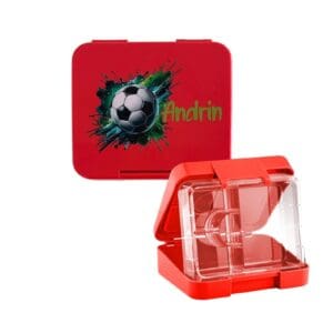 Lunchbox Kinder Fussball, rot mit Name