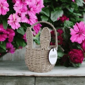 Personalisierter geflochtener Osterkorb Hase /Personalisiertes Osterkörbchen / Osternest mit Name und süssen Hasenohren, geflochten
