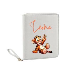 Gesundheitsheft-Hülle Grau Personalisiert mit Tigerbaby