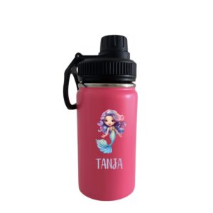 Kinder Trinkflasche Pink – Auslaufsichere Thermosflasche mit 400ml, ideal für Kinder, mit praktischer Tragevorrichtung und personalisierbarem Design