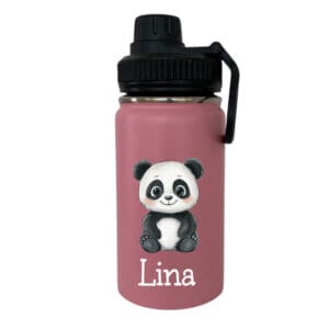 Personalisierte Kinder-Thermosflasche Rosa 400ml mit Panda-Motiv, auslaufsicher und isoliert“