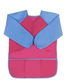 Malschürze Rosa-Blau mit blauen Ärmeln, ohne Motiv, ideal zum Malen und Basteln