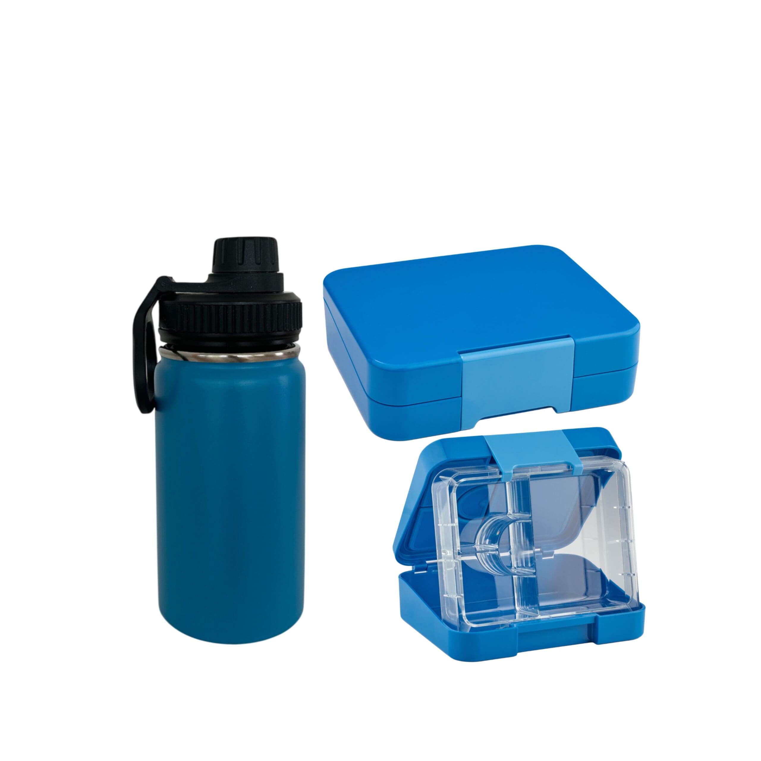 Znünibox & Trinkflasche Blau personalisiert – Set für Kinder Znünibox & Trinkflasche Blau personalisiert – Set für Kinder