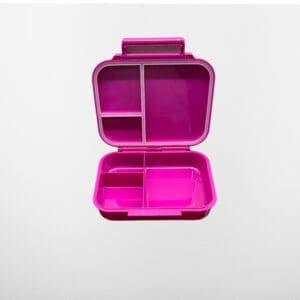 Znünibox Pink ohne Trennsteg, offen gezeigt, personalisierte Lunchbox mit Wunschname, praktische Brotdose für Kindergarten und Schule