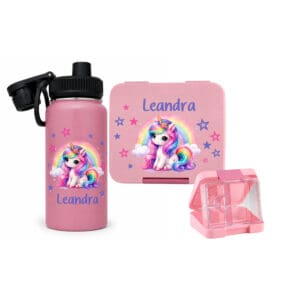 nünibox Set Rosa personalisiert mit Name – Lunchbox und Trinkflasche Nilana