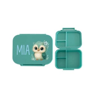 Znünibox Mint light mit Trennsteg, personalisierte Lunchbox mit Wunschname, praktische Brotdose für Kindergarten und Schule.