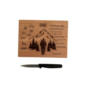 Wanderbrettchen aus Holz mit Gravur, personalisiertes Abschiedsgeschenk für Kollegen, Lehrer oder Freunde.