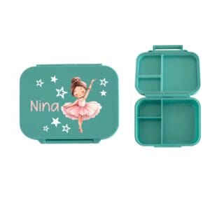 Znünibox für Mädchen in Mint mit Ballerina und Namen – personalisiert von Nilana