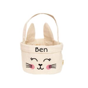 Osternest Tasche Hase personalisiert mit Namen aus Stoff in Naturfarbe
