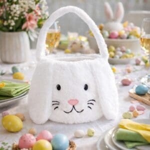 Osternest personalisiert Hasen-Ostertasche aus Stoff in Weiss