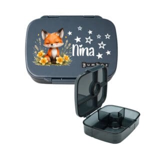 Yumbox Go personalisiert grau mit Name Nina Znünibox Kinder mit Fächern