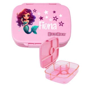 Yumbox Go rosa personalisiert mit Name Fiona Znünibox Kinder mit Fächern offen