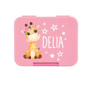 Znünibox auslaufsicher Giraffe rosa – personalisiert mit Name