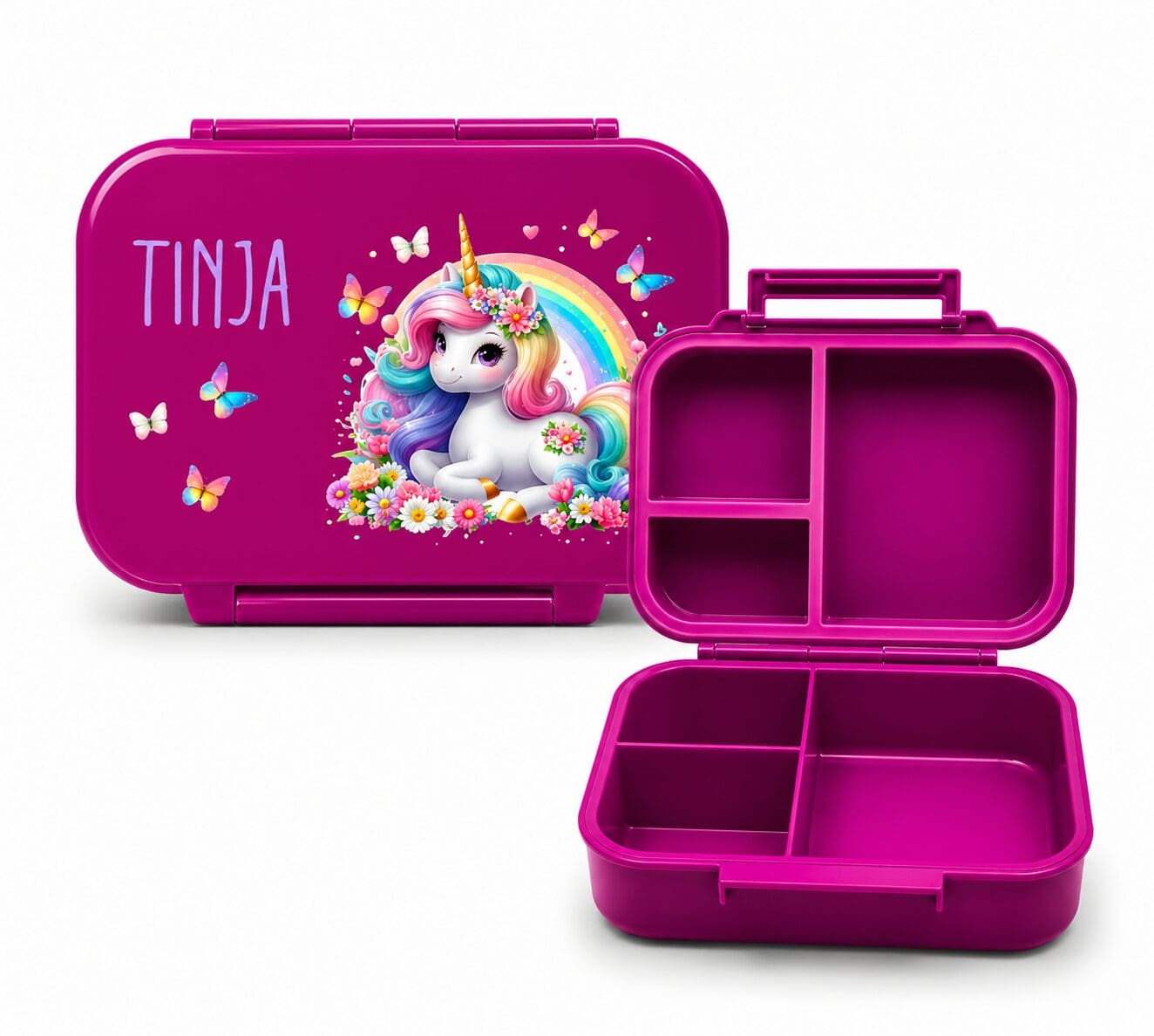 Kleine Znünibox Pink personalisiert mit Name – Auslaufsicher