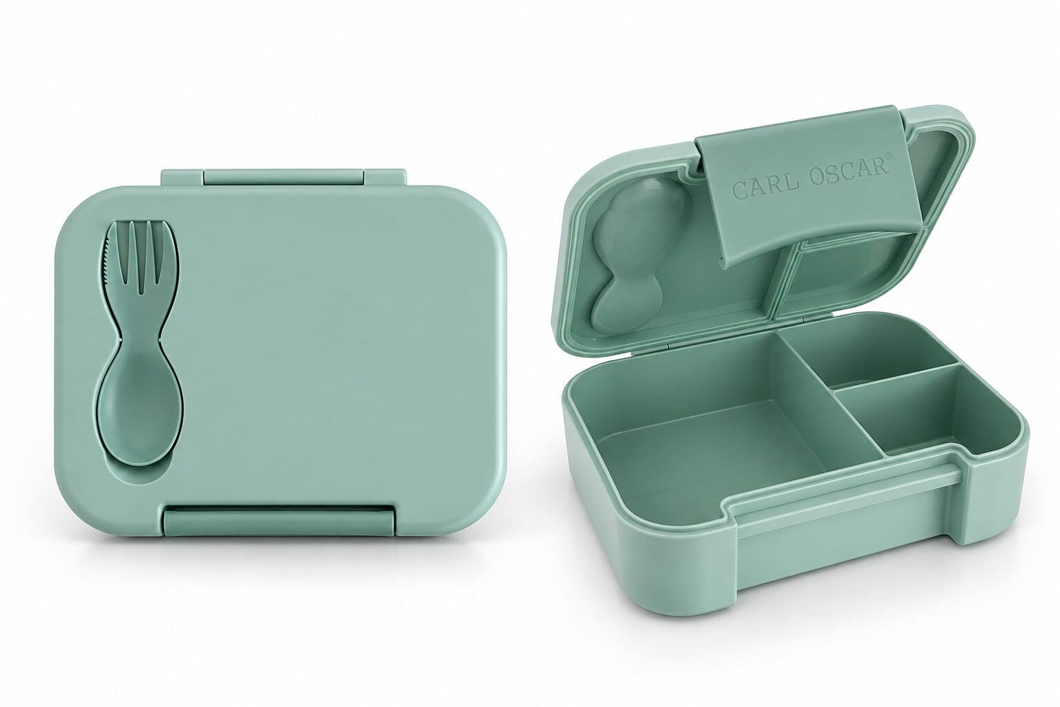 Personalisierte Carl Oscar BentoBox in Grün mit Name und Wunschmotiv